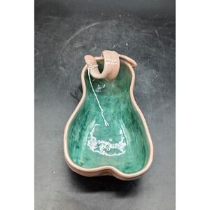 Vintage Stangl Pottery Antique Teal And Beige Pear Shaped Trinket Nut Candy Dish